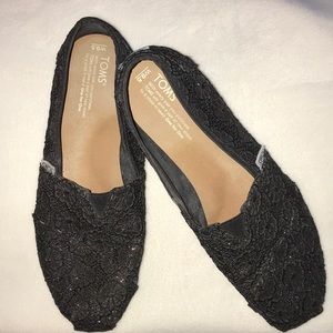 Toms all black lace with sparkles